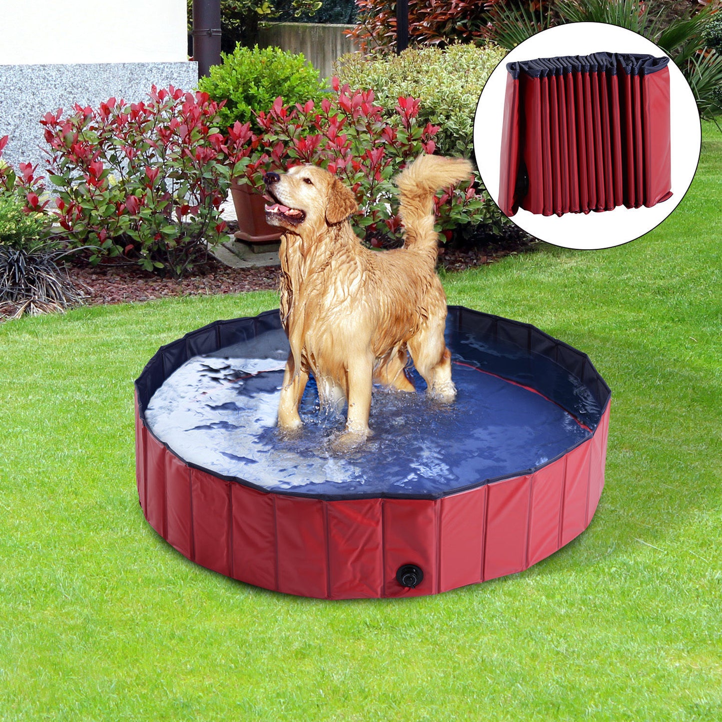 PawHut Foldable Dog Bath Pool Puppy Bathing Tub Dogs Casts Washer Pet
